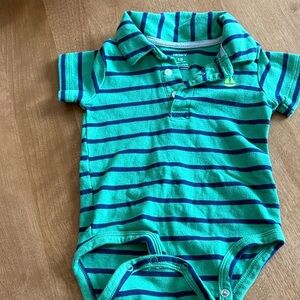 Carter's Green and Navy Striped Baby Onesie 18 Months